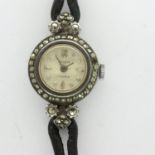 HUBA: 17 jewel 925 silver cased ladies cocktail watch, working at lotting. P&P Group 1 (£14+VAT