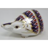 Royal Crown Derby hedgehog paperweight, seconds quality, no cracks or chips, L: 11 cm. P&P Group