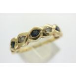 9ct gold half eternity ring set with diamonds and sapphires, size Q, 2.5g. P&P Group 1 (£14+VAT