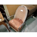 Lloyd Loom chair with sprung seat and chromed framed. Not available for in-house P&P