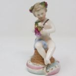 Crown Staffordshire cherub figurine, losses to foot, H: 13 cm. P&P Group 1 (£14+VAT for the first