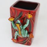 Anita Harris vase in the frog pattern, signed in gold, no cracks or chips, H: 12 cm. P&P Group 1 (£