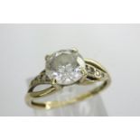 9ct gold solitaire ring set with cubic zirconia, size N, 1.7g. P&P Group 1 (£14+VAT for the first