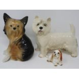 Three Coopercraft ceramic dogs to include a West Highland Terrier etc, no cracks or chips, largest