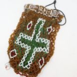 WWI Turkish Prisoner of War beaded pouch/bag. P&P Group 1 (£14+VAT for the first lot and £1+VAT