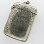 Hallmarked silver vesta case with jump ring, Birmingham assay, 36g. P&P Group 1 (£14+VAT for the