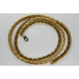 14ct gold (unmarked) neck chain of articulated links, lacking clasp, 31.8g. P&P Group 1 (£14+VAT for