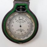 Leather cased pocket barometer by Aitchison. P&P Group 1 (£14+VAT for the first lot and £1+VAT for
