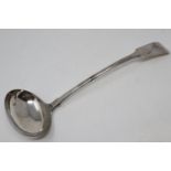 Georgian large silver plated ladle, L: 34 cm. P&P Group 1 (£14+VAT for the first lot and £1+VAT