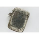 Hallmarked silver vesta case with jump ring, Birmingham assay, 33g. P&P Group 1 (£14+VAT for the