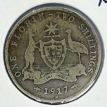 Australia: 1917 silver florin of George V, Melbourne mint. P&P Group 0 (£5+VAT for the first lot and