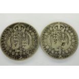 Two silver half crowns of Queen Victoria. P&P Group 0 (£5+VAT for the first lot and £1+VAT for