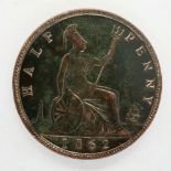 1862 bronze halfpenny of Queen Victoria. P&P Group 0 (£5+VAT for the first lot and £1+VAT for