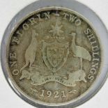 Australia: 1921 silver florin of George V, Melbourne mint. P&P Group 0 (£5+VAT for the first lot and