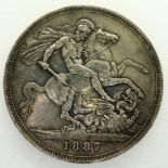 1887 silver crown of Queen Victoria. P&P Group 0 (£5+VAT for the first lot and £1+VAT for subsequent