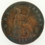 1882 penny of Queen Victoria, Heaton mint. P&P Group 0 (£5+VAT for the first lot and £1+VAT for