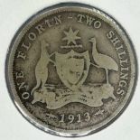 Australia: 1913 silver florin of George V. P&P Group 0 (£5+VAT for the first lot and £1+VAT for