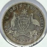 Australia: 1923 silver florin of George V. P&P Group 0 (£5+VAT for the first lot and £1+VAT for