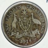 Australia: 1918 silver florin of George V, Melbourne mint. P&P Group 0 (£5+VAT for the first lot and