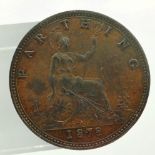 1878 farthing of Queen Victoria. P&P Group 0 (£5+VAT for the first lot and £1+VAT for subsequent