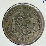 Australia: 1919 silver florin of George V, Melbourne mint. P&P Group 0 (£5+VAT for the first lot and