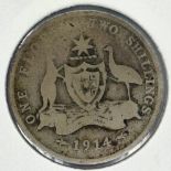 Australia: 1914 silver florin of George V. P&P Group 0 (£5+VAT for the first lot and £1+VAT for