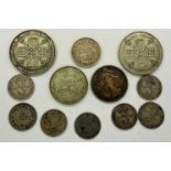 Mixed Victorian and later silver coins, threepence to florins, combined 46g. P&P Group 0 (£5+VAT for