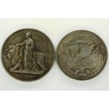 Museum quality replica coin: Una and the Lion, and a fantasy Victorian 5 shilling coin (2). P&P