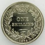 1875 silver shilling of Queen Victoria, EF grade. P&P Group 0 (£5+VAT for the first lot and £1+VAT