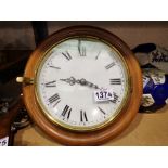 Oak cased wall clock with Roman numerals, requires battery. Not available for in-house P&P