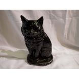 Cast iron black cat door stop, H: 18 cm. P&P Group 1 (£14+VAT for the first lot and £1+VAT for