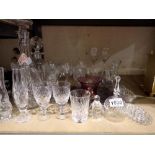 Quantity of mixed glassware including crystal decanters. Not available for in-house P&P