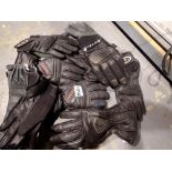 Five pairs of motorcycle gloves. Not available for in-house P&P