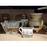 Mixed ceramics including an Art Deco jug. Not available for in-house P&P