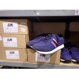 Six pairs of Jacamo size UK 12 trainers, navy/red. Not available for in-house P&P