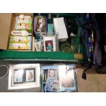 Mixed lot of picture frames and tins. Not available for in-house P&P