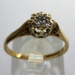 9ct gold diamond solitaire ring, size P, 1.6g. UK P&P Group 1 (£16+VAT for the first lot and £2+