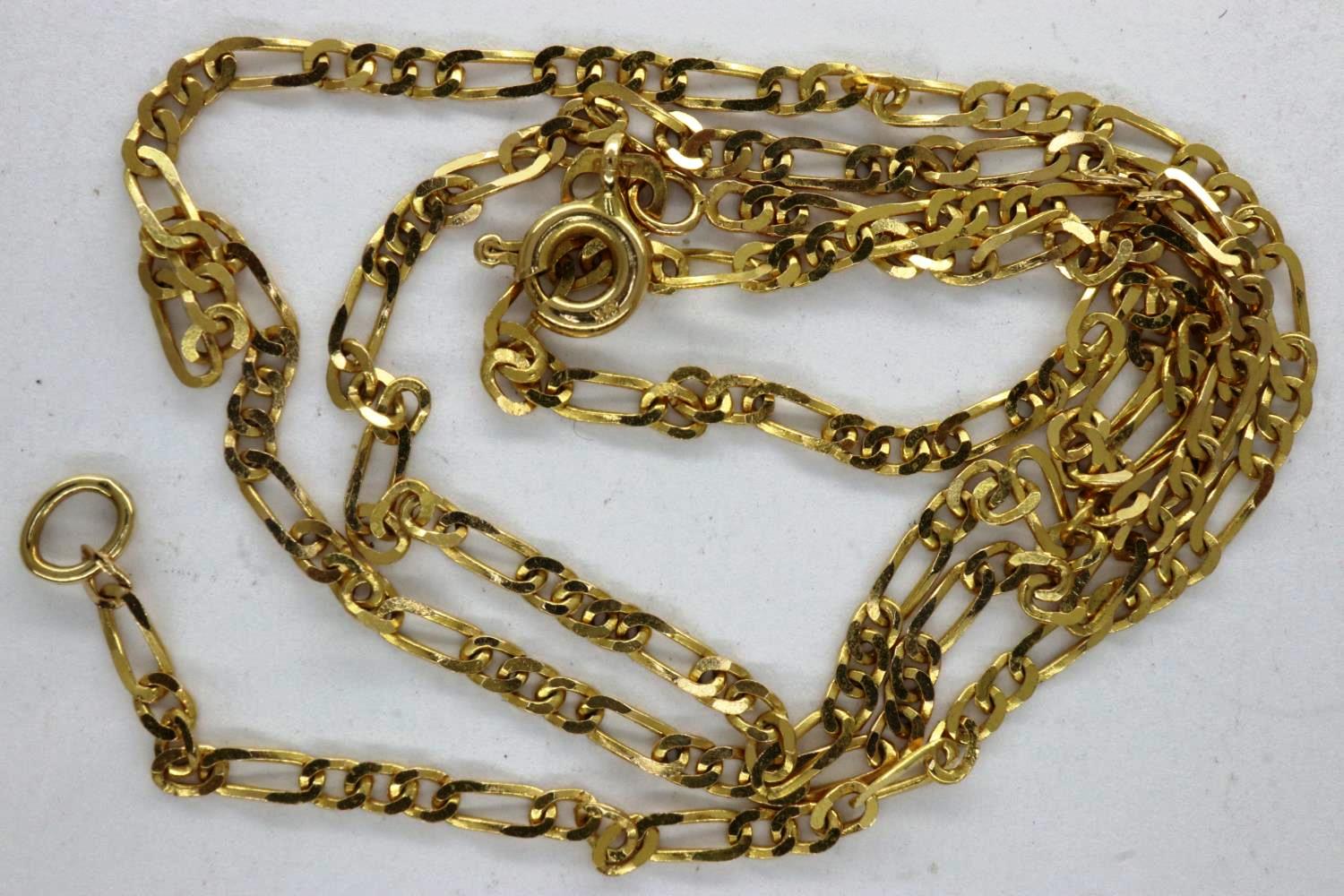 9ct gold fine link neck chain, L: 45 cm, 2.4g. UK P&P Group 1 (£16+VAT for the first lot and £2+