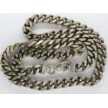 925 silver heavy gauge flat link neck chain, L: 50 cm, 90g. UK P&P Group 1 (£16+VAT for the first