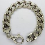 925 silver heavy gauge flat link bracelet, L: 22 cm, 65g. UK P&P Group 1 (£16+VAT for the first
