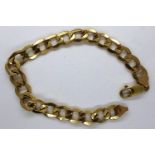 9ct gold flat link bracelet, L: 21 cm, 9.5g. UK P&P Group 1 (£16+VAT for the first lot and £2+VAT