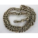 925 silver heavy gauge figaro link neck chain, L: 50 cm, 30g. UK P&P Group 1 (£16+VAT for the