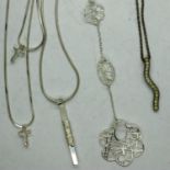 Four 925 silver pendant necklaces, largest chain L: 40 cm. UK P&P Group 0 (£6+VAT for the first