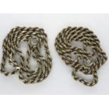 Two 925 silver rope neck chains, largest chain L: 46 cm. UK P&P Group 1 (£16+VAT for the first lot