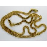 9ct gold flat link neck chain, L: 50 cm, 8.2g. UK P&P Group 1 (£16+VAT for the first lot and £2+