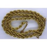 9ct gold rope neck chain, L: 45 cm, 8.9g. UK P&P Group 1 (£16+VAT for the first lot and £2+VAT for