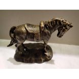 Bronzed cast iron horse, H: 15 cm. Not available for in-house P&P