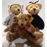 Three assorted teddies to include Wee Bear Village, Ladybug and Elephant, Sunkid, brown bear with