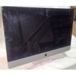 Apple IMac 27 inch All-in-one computer with power supply, screen with cracks to border. Not
