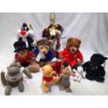 Eleven teddies and soft toys including Red Arrows bear, British Airways bear, Beefeater, P.G